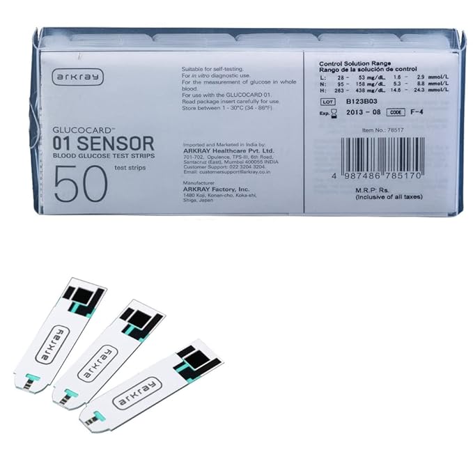 Arkray Glucocard 01 Mini/Plus 50 Strips with 50 Lancets For Blood Glucose Monitor