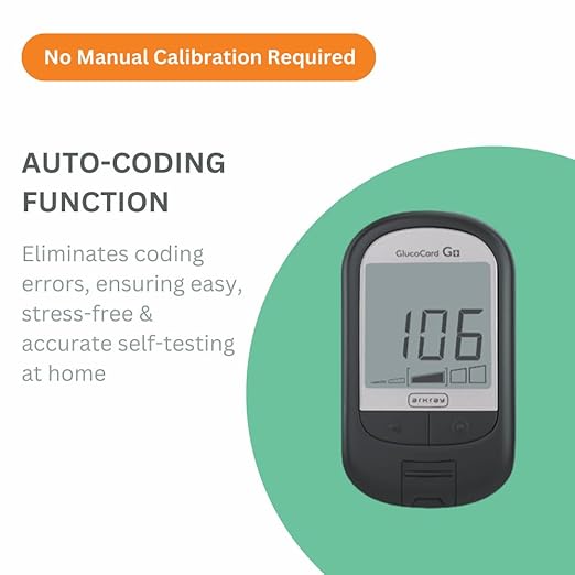 ARKRAY Glucocard G+ Advance glucometer machine | FREE 50 bottlepack Test Strips + 25 Trustlet Lancet+50 Trustlet Lancet Combo