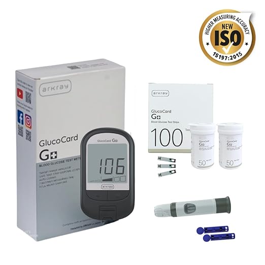 ARKRAY Glucocard G+ Advance glucometer machine | FREE 100 Test Strips + 25 Trustlet Lancet Combo