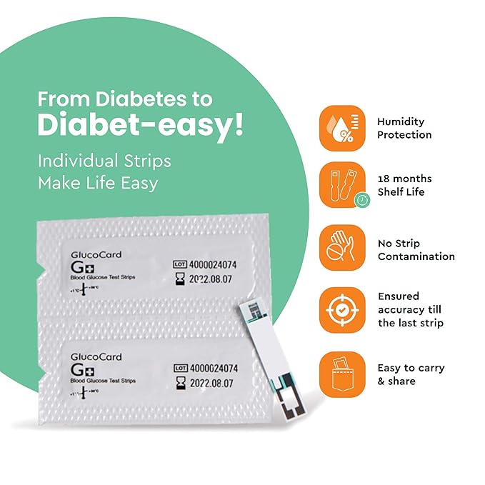 Arkray Glucocard G+ Blood Glucose Test Strips | Individually Packed | Pack of 50