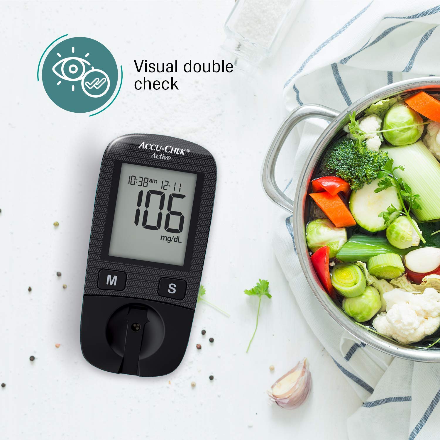 Accu-Chek Active Blood Glucose Glucometer Kit with Vial of 10 Strips + Accu-Chek Active 50 Test Strips