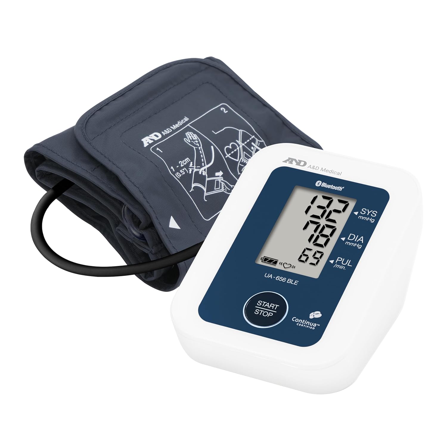 A&D UA-656BLE Bluetooth Digital Blood Pressure Monitor with 200 Memory | Irregular Heartbeat Detection | Wide Range Cuff (22–42 cm) | iOS & Android Compatible