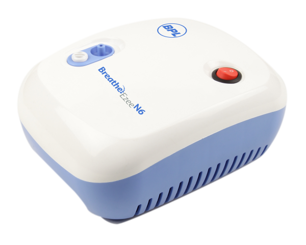 BPL Breathe Ezee N6 Nebulizer Machine | Low Noise Compressor Kit for Adults & Kids | Portable Steam Inhaler for Respiratory Relief – White