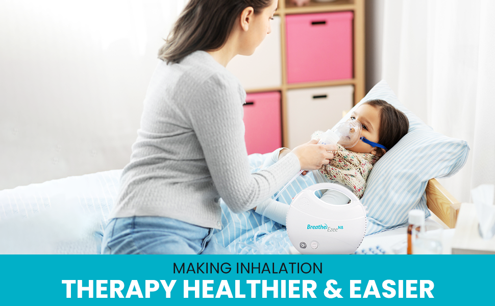 BPL Breathe Ezee N8 Nebulizer Machine | Low Noise Compressor with Adult & Kids Masks - White