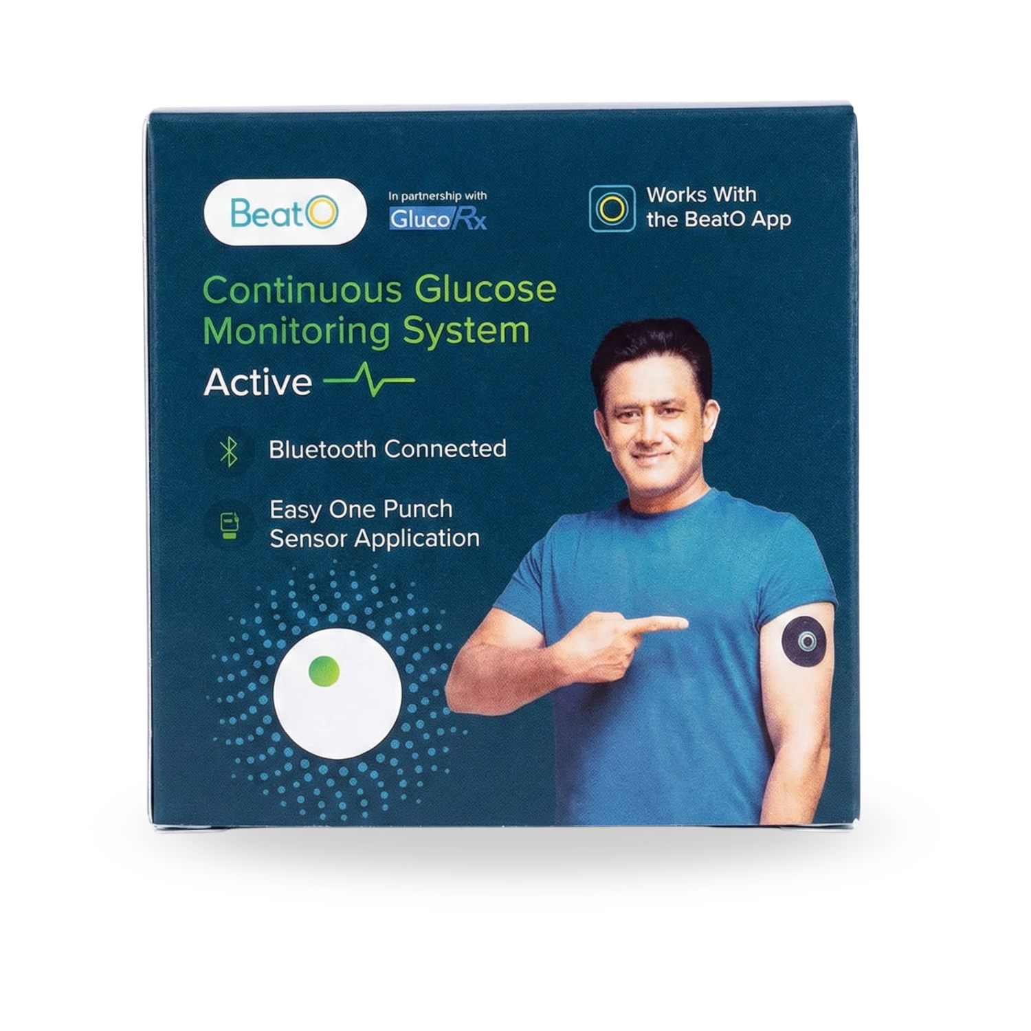 BeatO CGM GlucoRX Continuous Glucose Monitor | No-Scan, One-Push Application | 15-Day Real-Time Sugar Tracking | Bluetooth Connected CGM (Pack of 1)