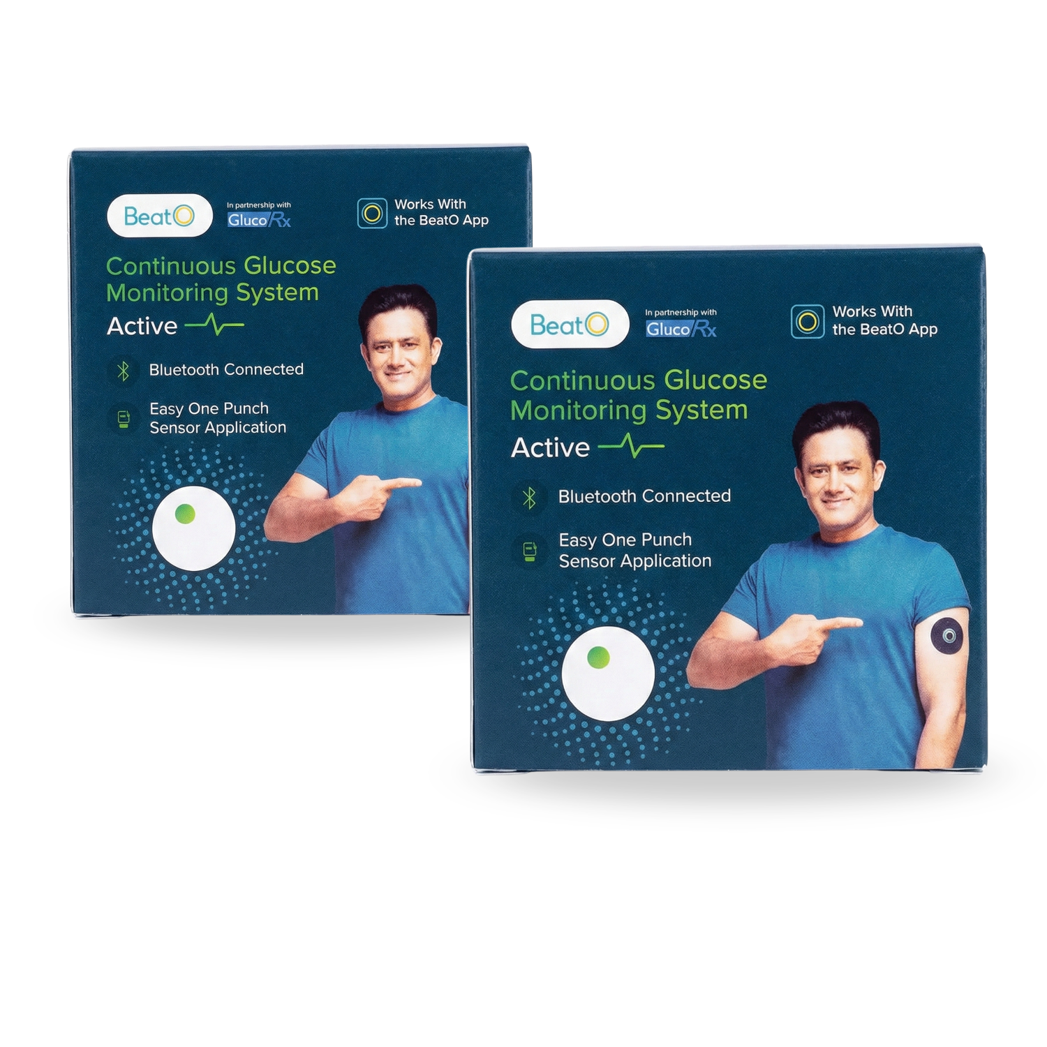 BeatO CGM GlucoRX Continuous Glucose Monitor | No-Scan, One-Push Application | 15-Day Real-Time Sugar Tracking | Bluetooth Connected CGM (Pack of 2)