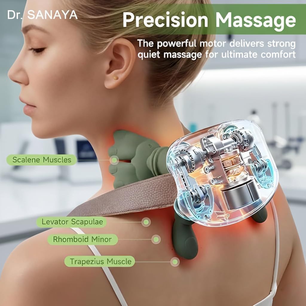 Dr. Sanaya 4D Bionic Shoulder & Neck Massager (Green) | Wireless Electric Body Massager