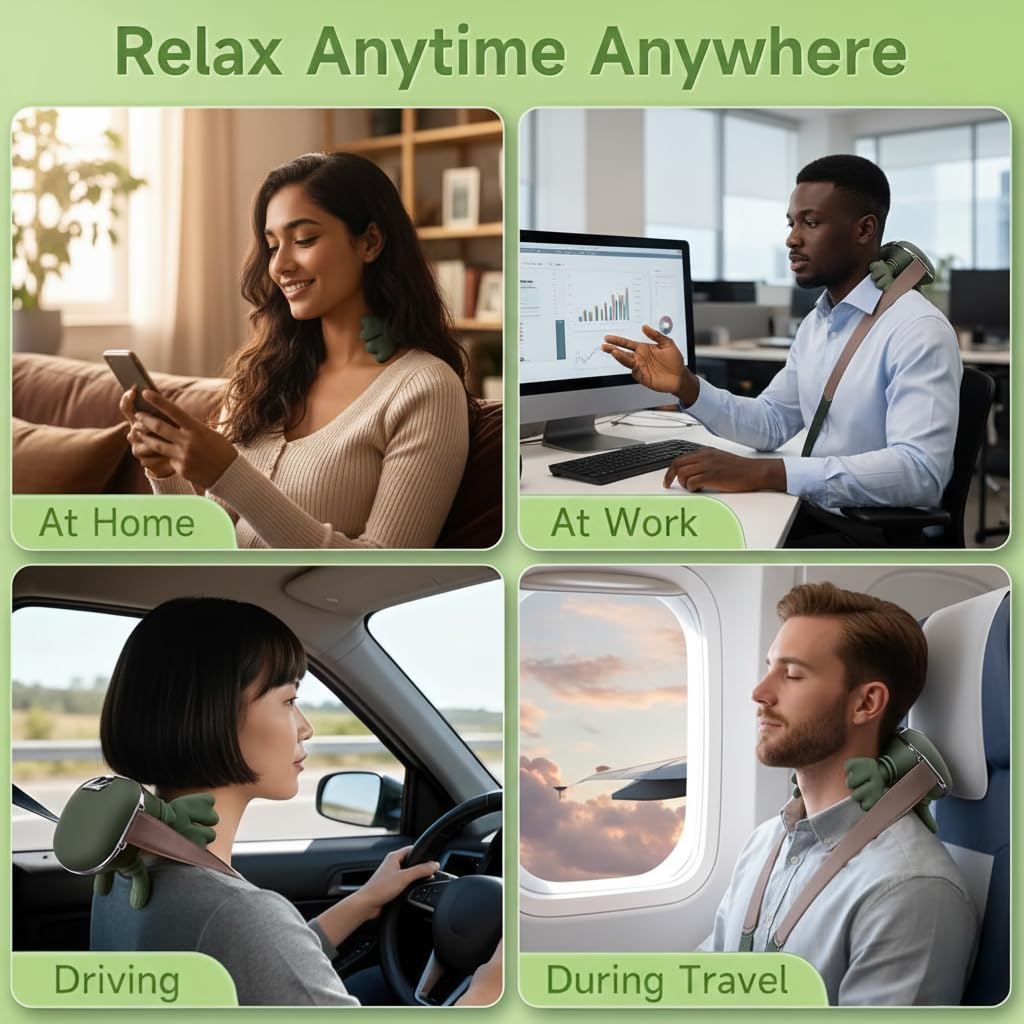 Dr. Sanaya 4D Bionic Shoulder & Neck Massager (Green) | Wireless Electric Body Massager