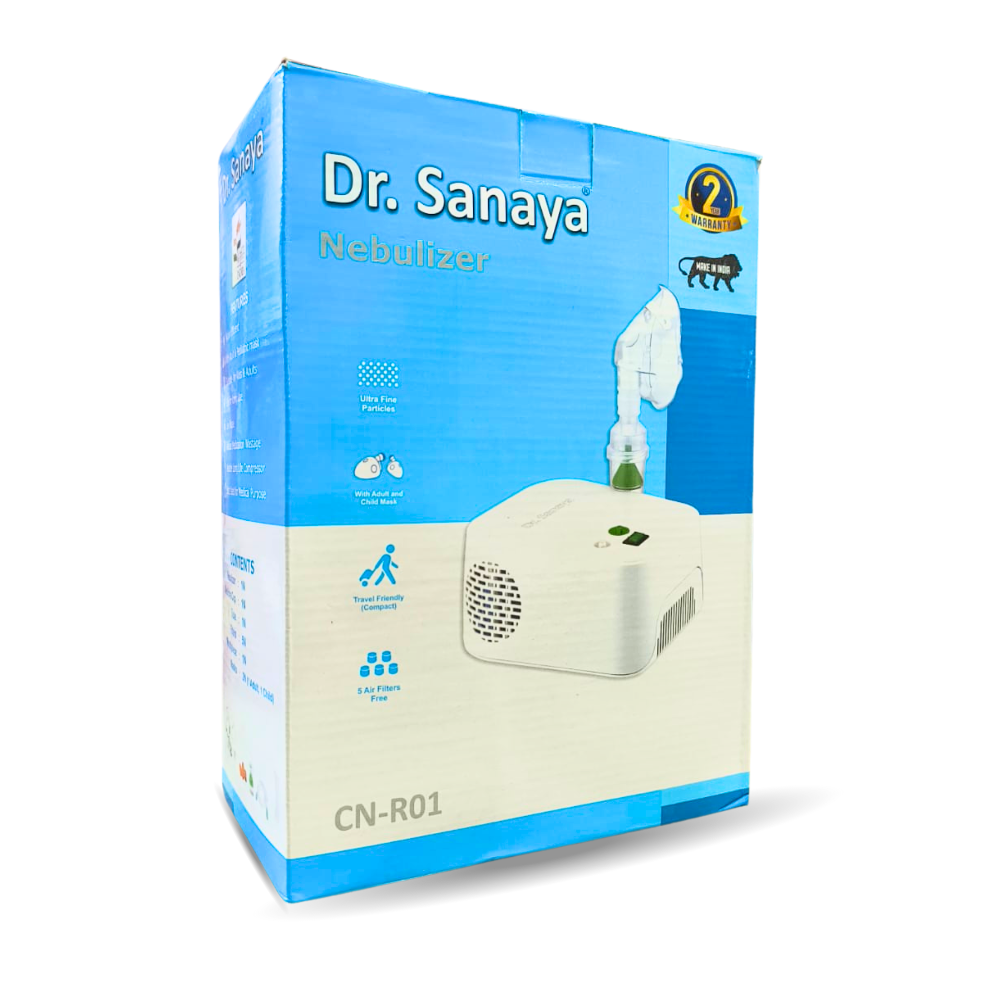 Dr. Sanaya Compressor Nebulizer for Kids & Adults | Medical Nebulizer Machine with Complete Kit & 2-Year Warranty