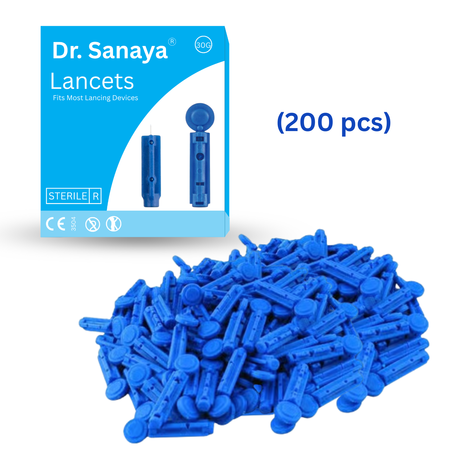 Dr. Sanaya Round Lancets 200 Pcs for Glucometer | Sterile Blood Sampling Needles for Accurate Sugar Test at Home