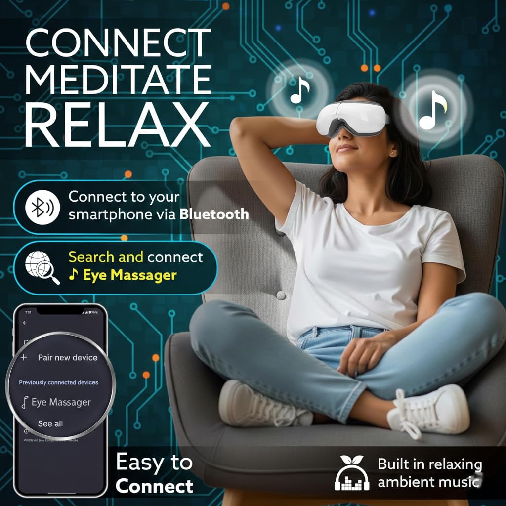Dr. Sanaya Smart Eye Massager with Heat & Air Compression | Bluetooth Rechargeable Eye Relaxation Device