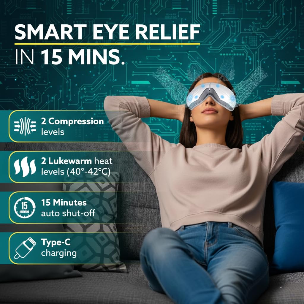 Dr. Sanaya Smart Eye Massager with Heat & Air Compression | Bluetooth Rechargeable Eye Relaxation Device