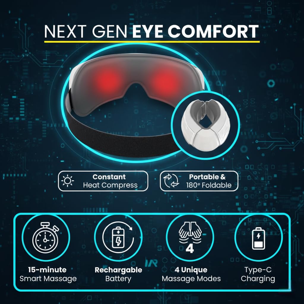 Dr. Sanaya Smart Eye Massager with Heat & Air Compression | Bluetooth Rechargeable Eye Relaxation Device