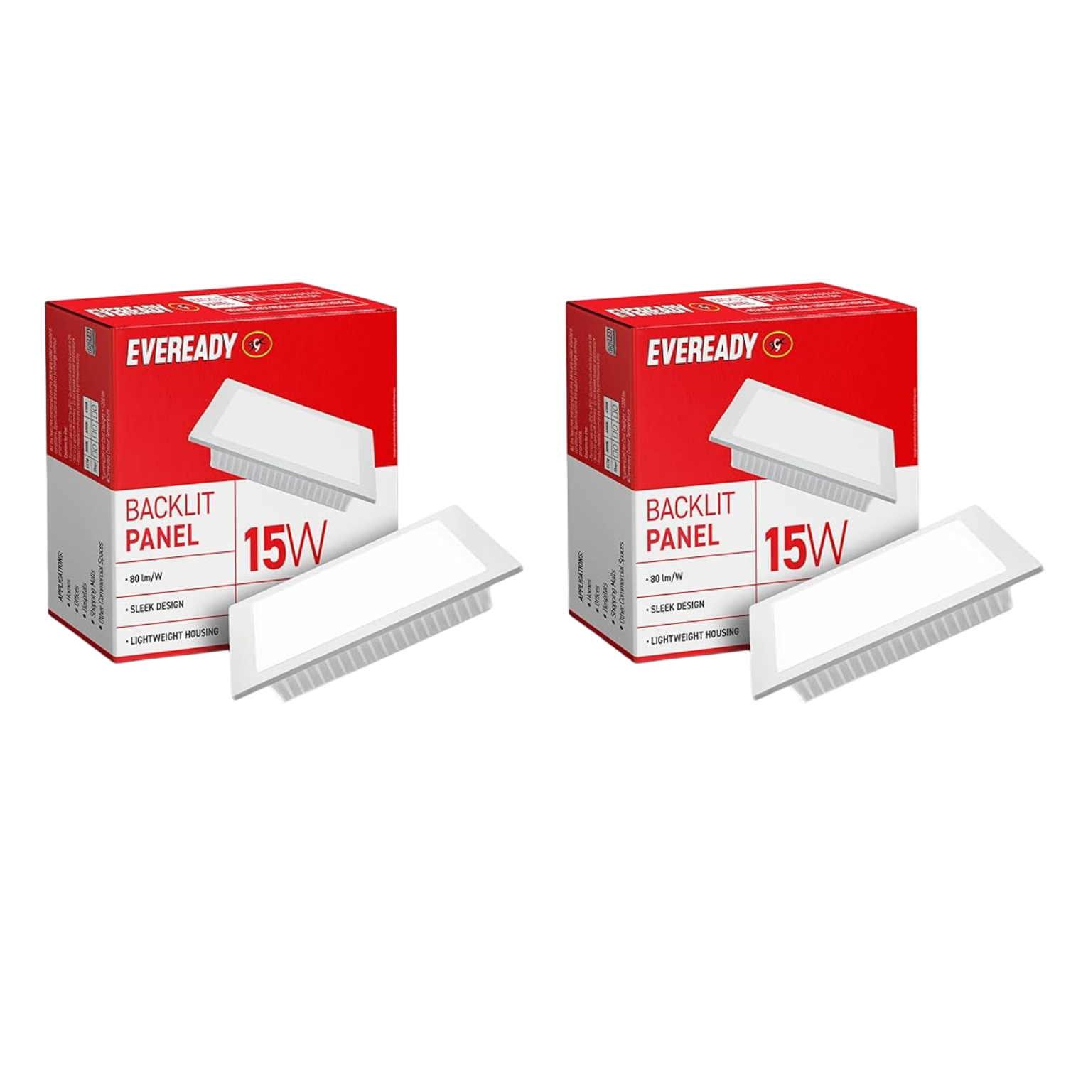 Two boxes of Eveready 15W Square Backlit LED Panel Light