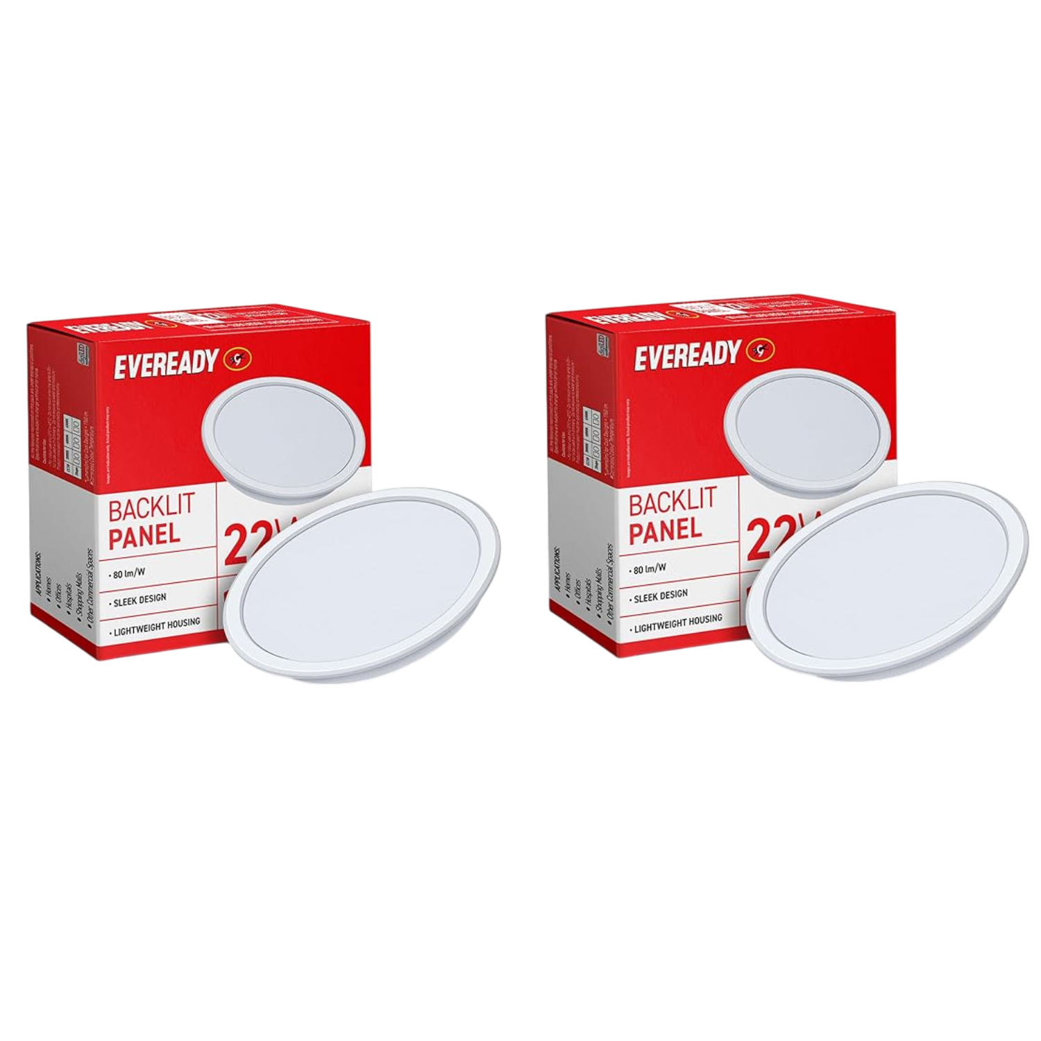 Two Boxes of Eveready 22W Round Backlit LED Panel Light