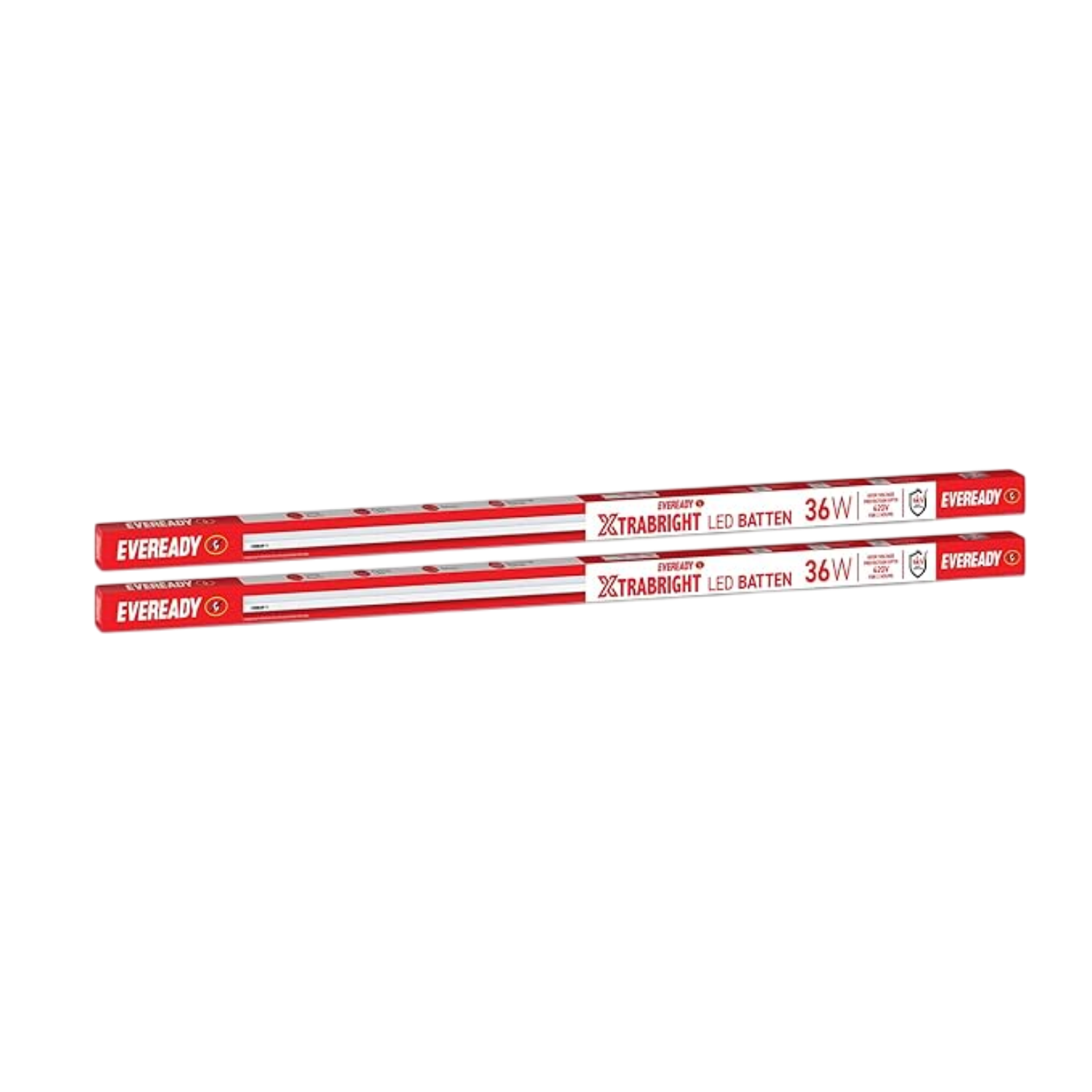 2 Eveready LED batten on a white background