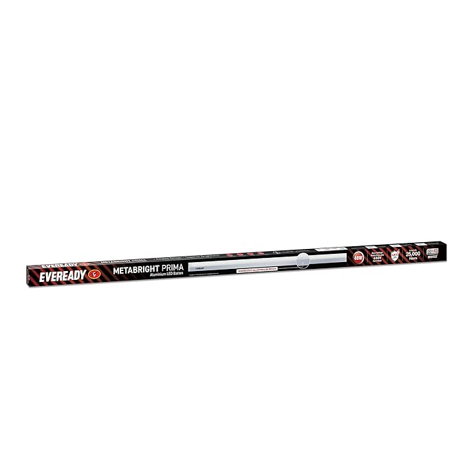 Eveready Metabright Prima flashlight on a white background