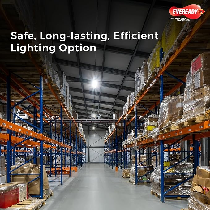 Eveready 60W LED Hammer Bulb is used in this warehouse for the lighting