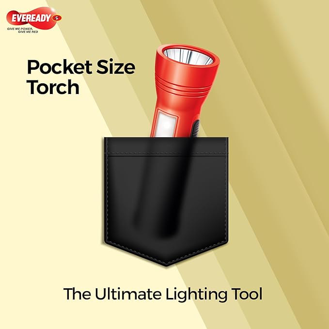 Eveready Apollo DL20 pocket-size torch with Eveready logo on a beige background