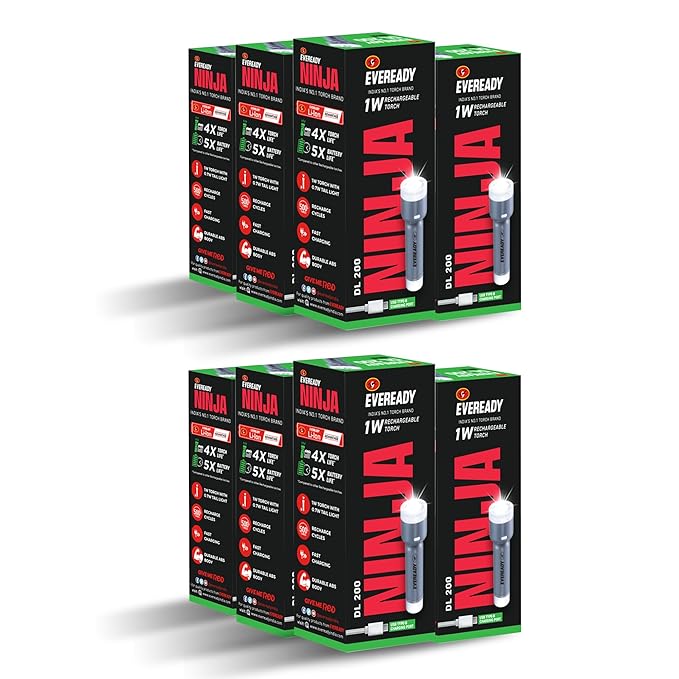 Portable Eveready rechargeable torch for power cuts and outdoor use