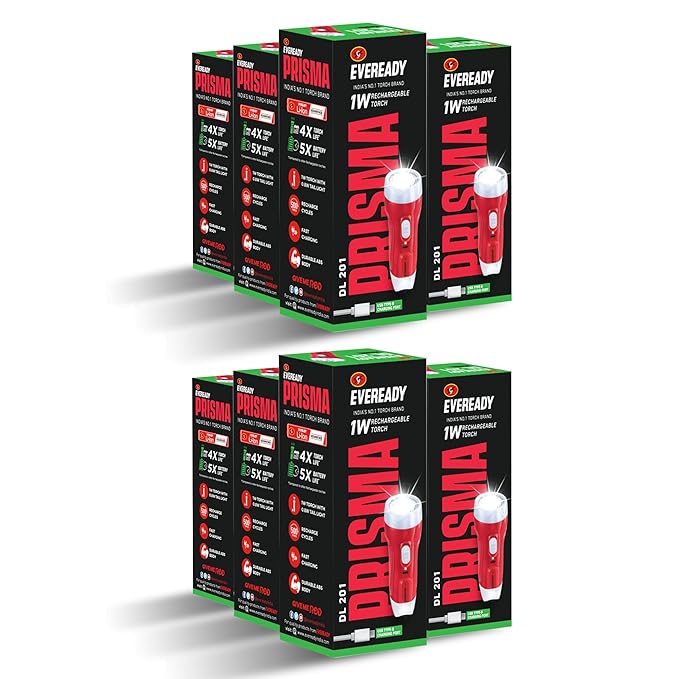 Fast charging LED torch with durable body and rear light