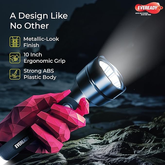 Metallic Finish Torch with Ergonomic Non-Slip Grip