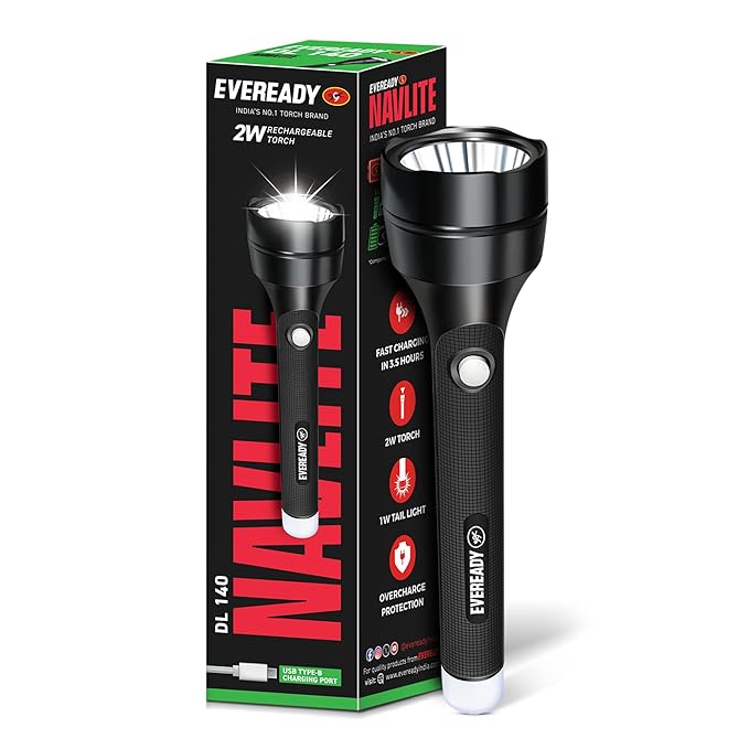 Eveready Navlite DL140 Rechargeable Torch with Tail Light