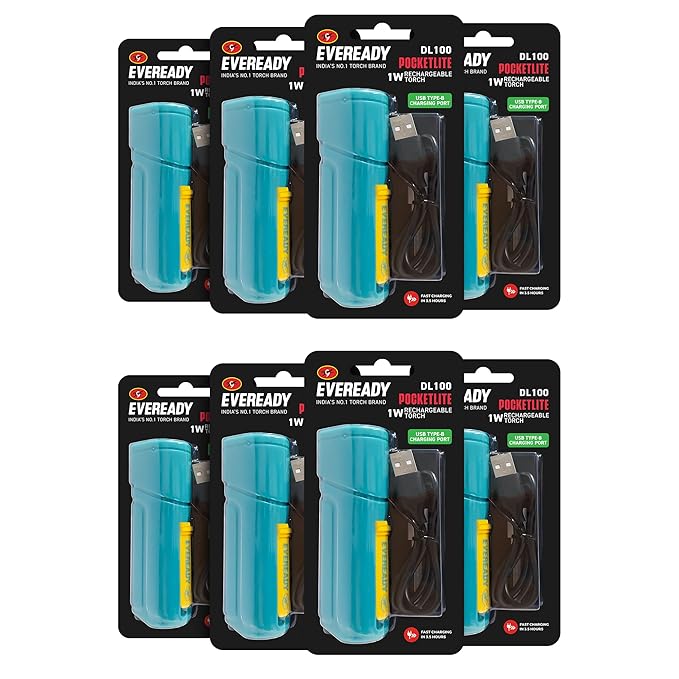 Pack of 8 Eveready Pocketlite DL100 hand use flashlight