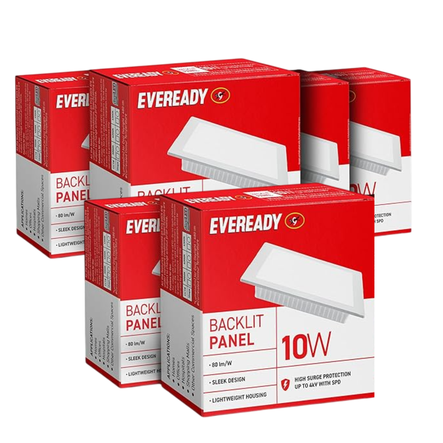 six boxes of Eveready 15W Square Backlit LED Panel Light