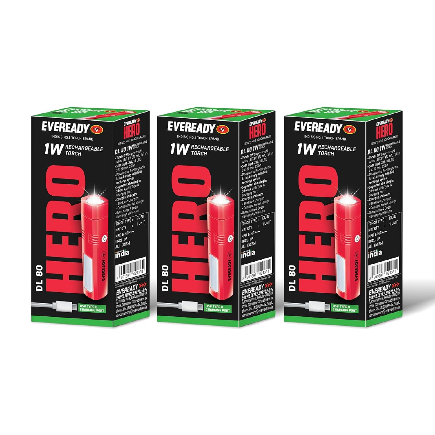 Three Eveready Hero DL80