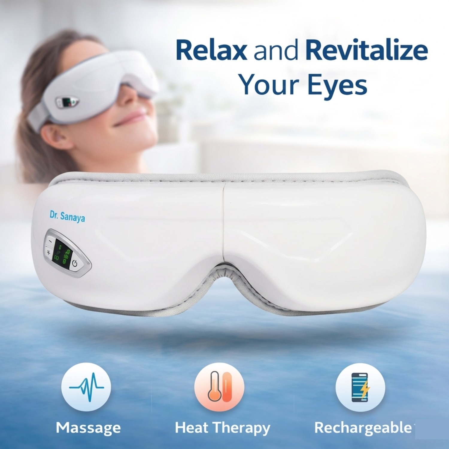 Dr. Sanaya Smart Eye Massager with Heat & Air Compression | Bluetooth Rechargeable Eye Relaxation Device