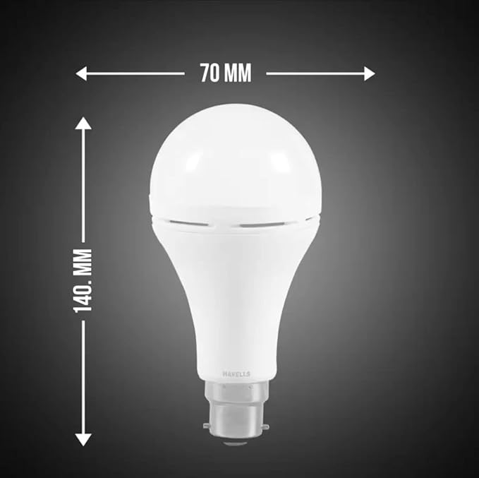LED bulb with dimensions labeled on a dark background