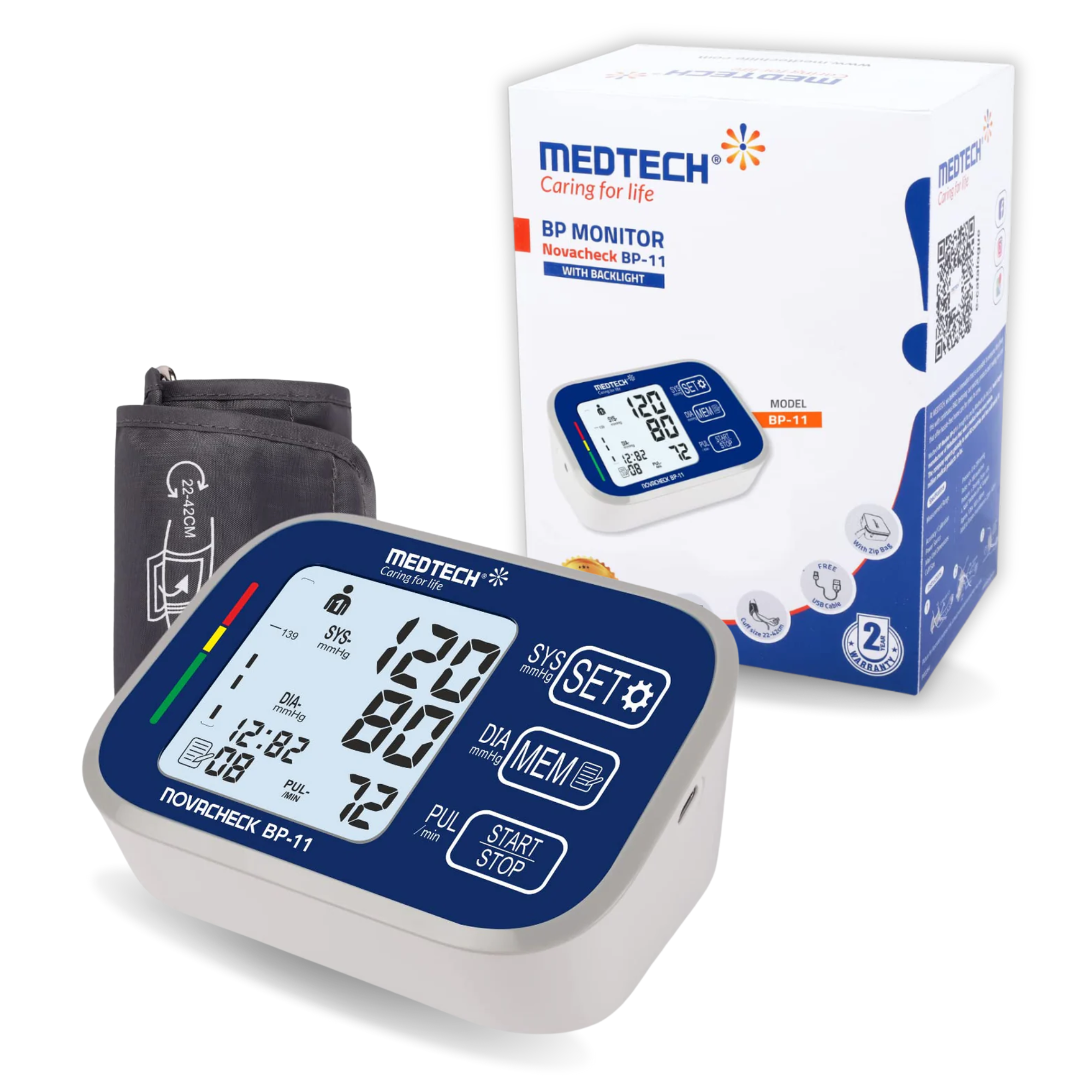 Medtech BP11 BL Portable Automatic Digital Blood Pressure BP Monitorin