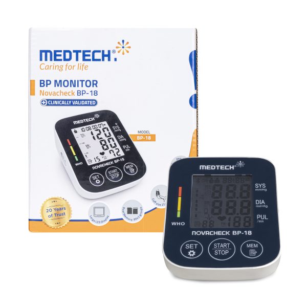 Medtech BP18 Portable Automatic Digital Blood Pressure Monitor Machine also used with Type C charger(White)
