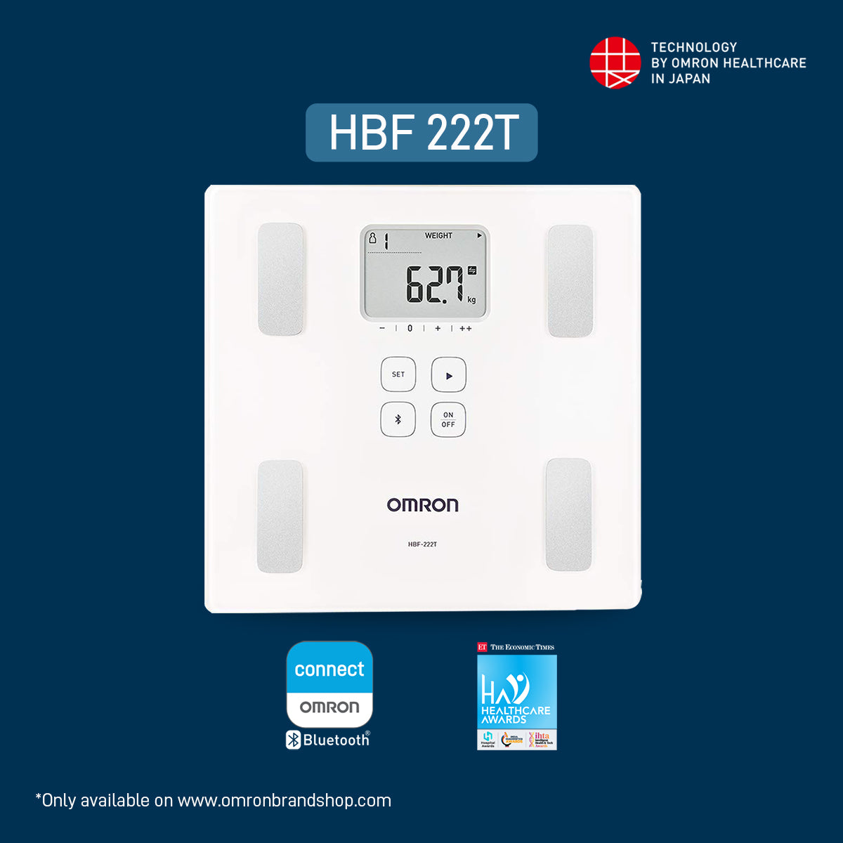 Omron HBF 222T Bluetooth Body Composition Monitor | Smart Fitness & Health Tracking Scale
