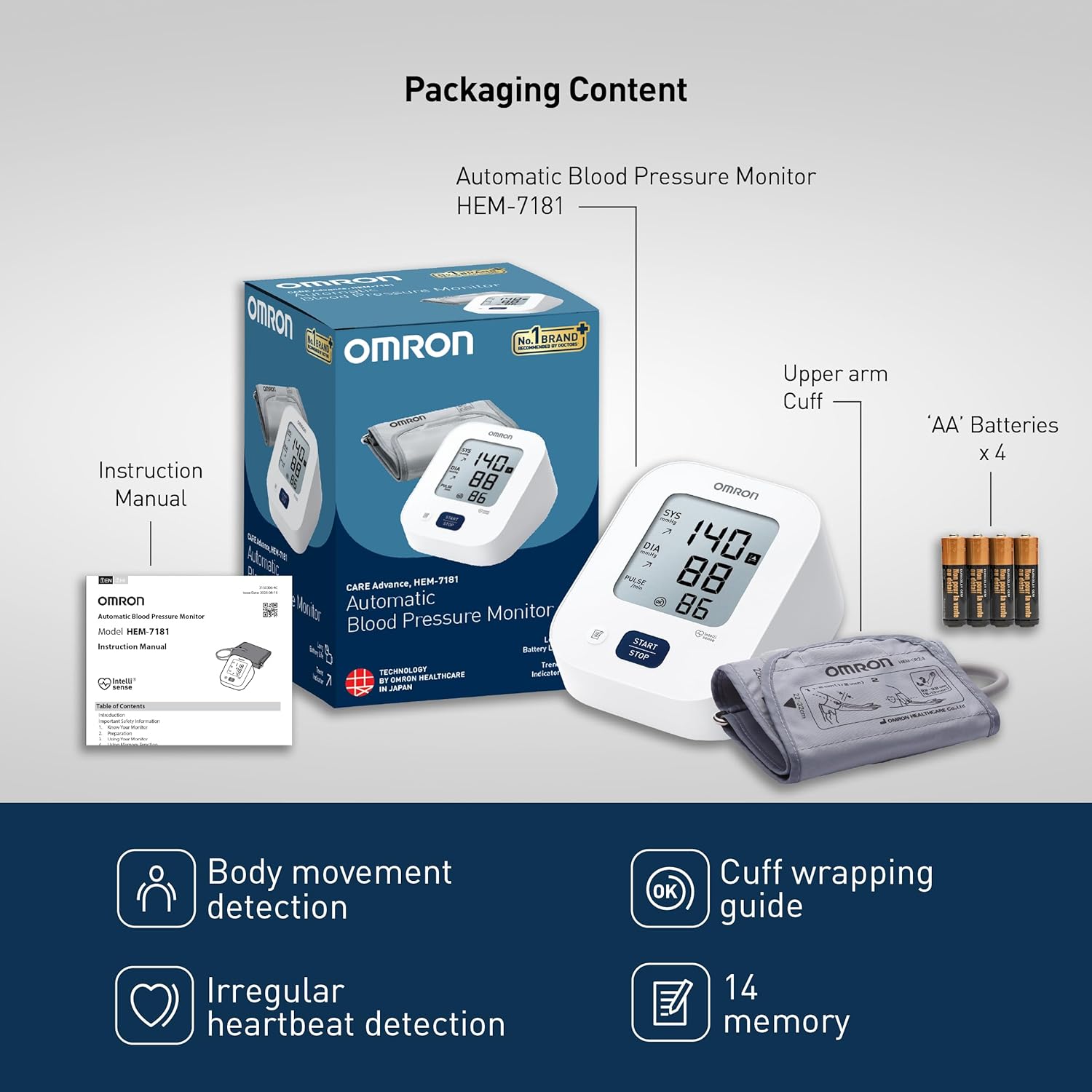 Omron HEM-7181 Upper Arm Automatic Blood Pressure Monitor