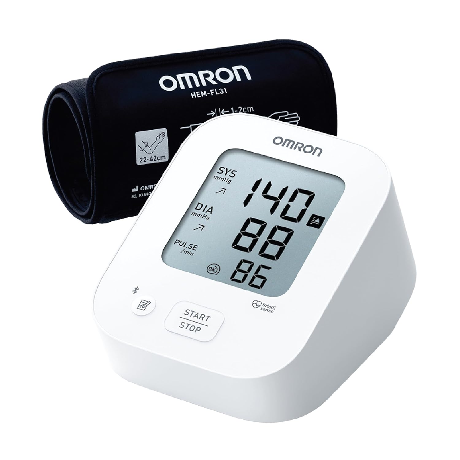 Omron HEM 7183T1 FLIN Upper Arm Automatic Blood Pressure Monitor with Bluetooth, IntelliWrap 360° Accuracy Cuff and Large Display