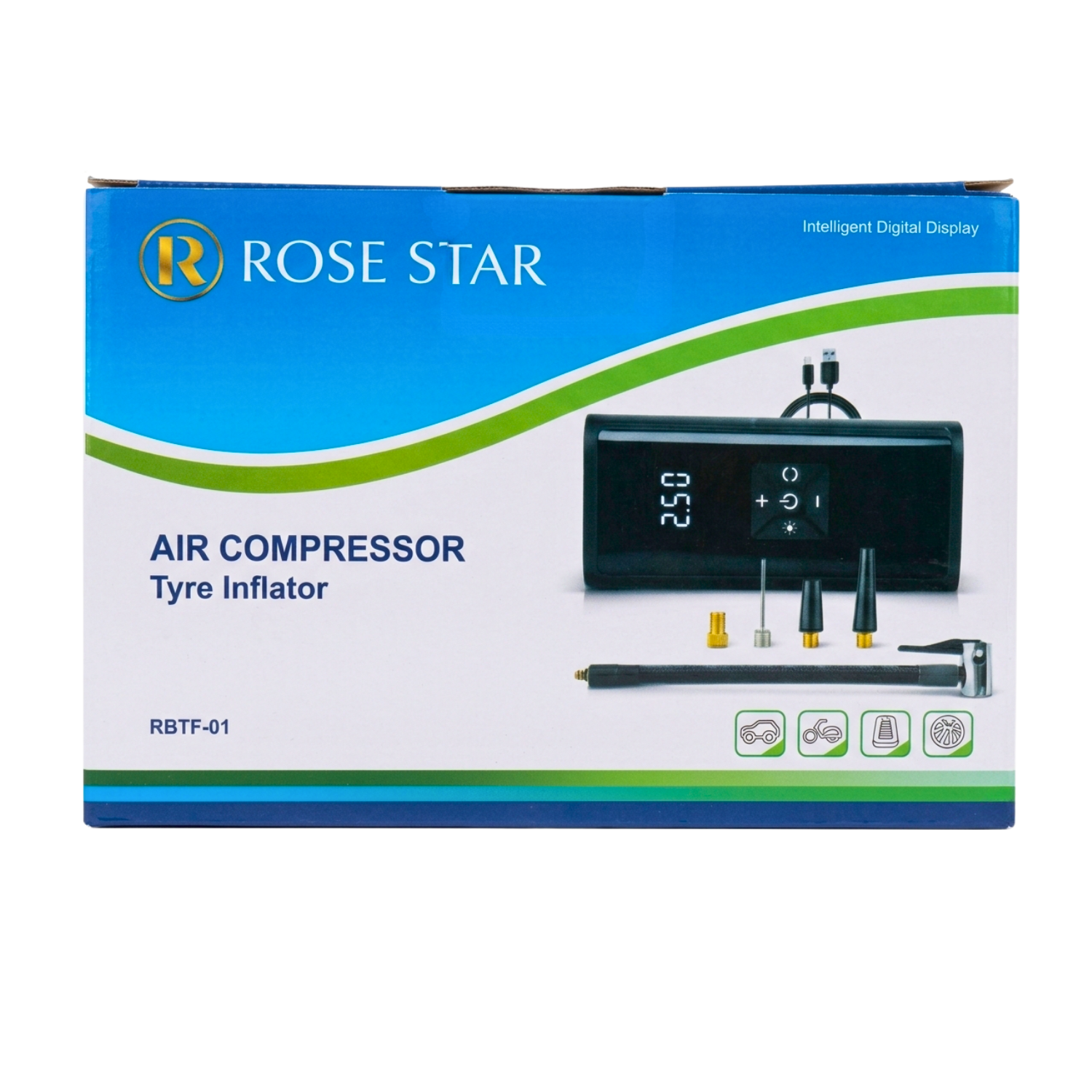 ROSE STAR Portable Air Compressor Tyre Inflator with Digital LED Display