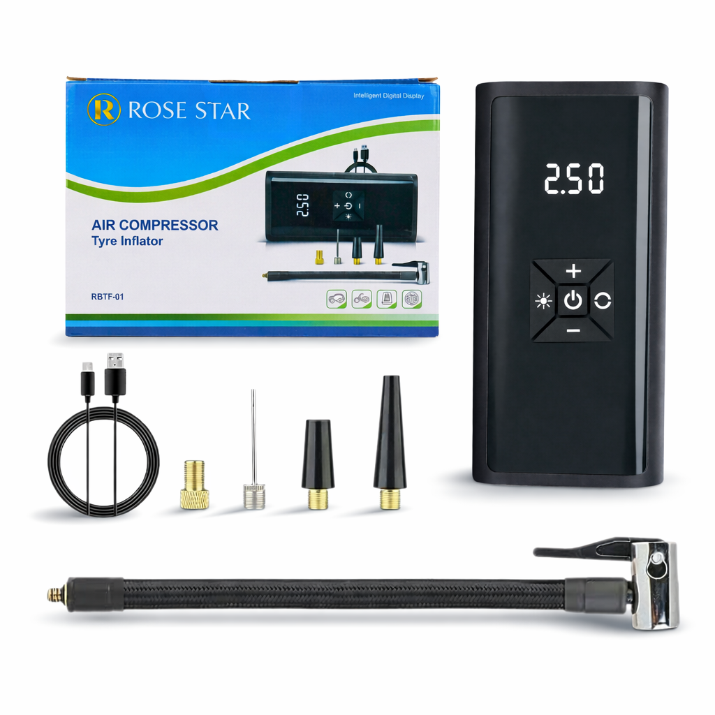 ROSE STAR Portable Air Compressor Tyre Inflator with Digital LED Display