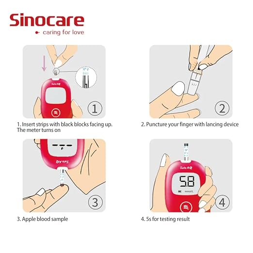 Sinocare Safe AQ blood glucose 50 test strips (Red) | (compatible with Safe AQ glucometer only)