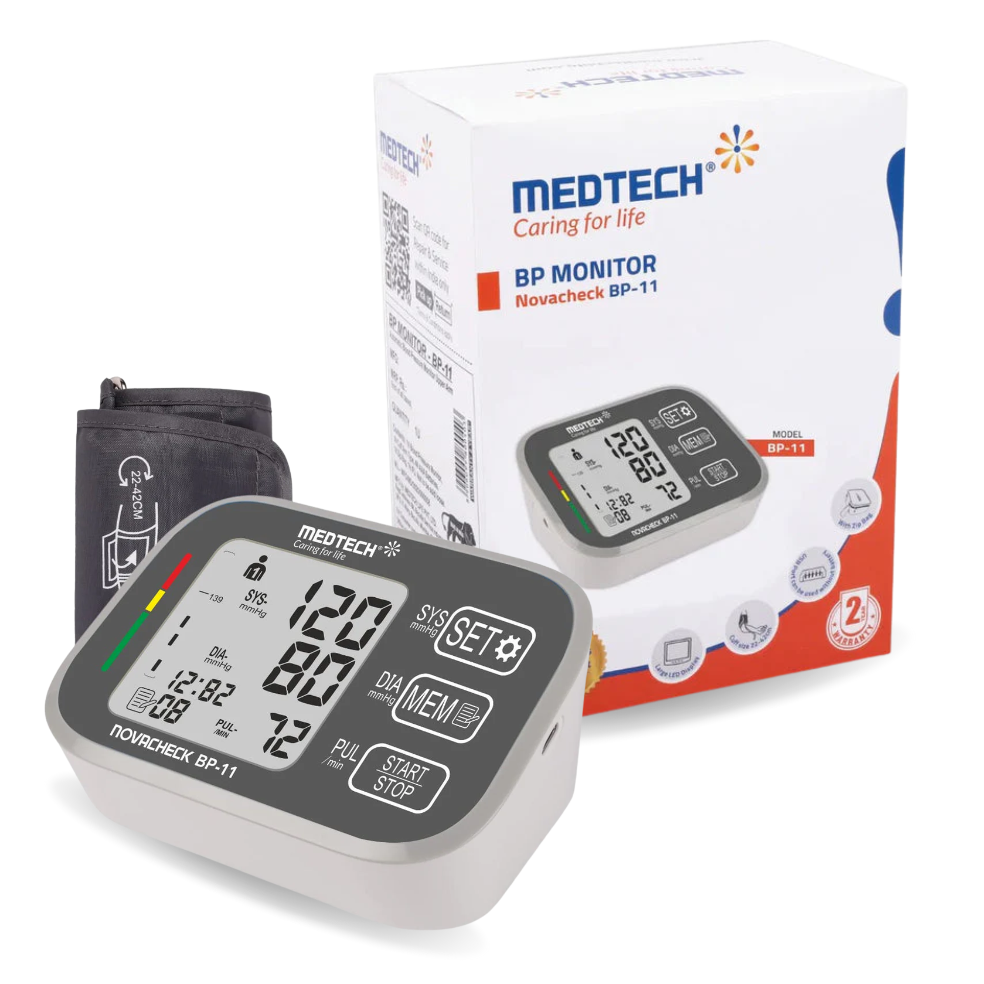 Medtech BP11  Portable Automatic Digital Blood Pressure BP Monitoring Machine with Smart MDD Technology