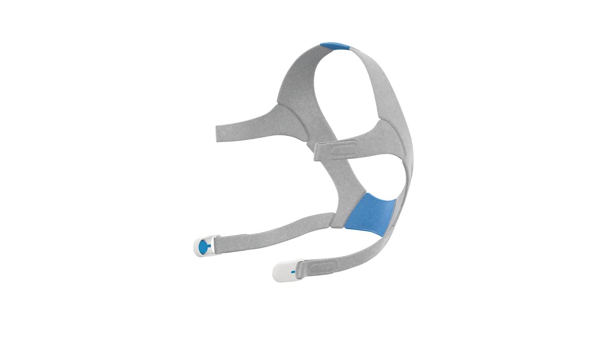 Headgear for ResMed AirFit N20 nasal mask, featuring adjustable straps and a blue and gray color scheme.