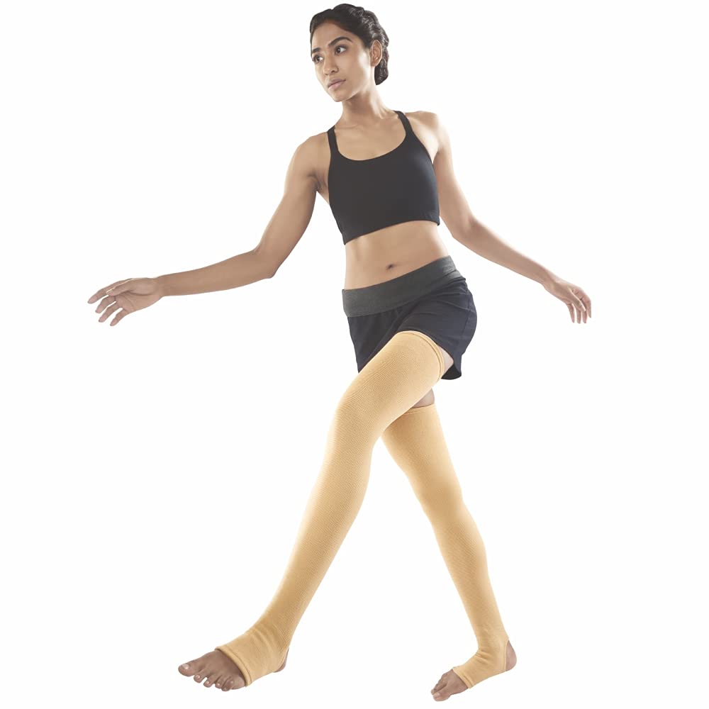 Vissco Varicose Vein Stockings -Thigh Length (Above Knee), Leg Compression Stockings for Swollen, Tired, Aching Legs, Pain Relief Stockings, Edema, Sore Legs