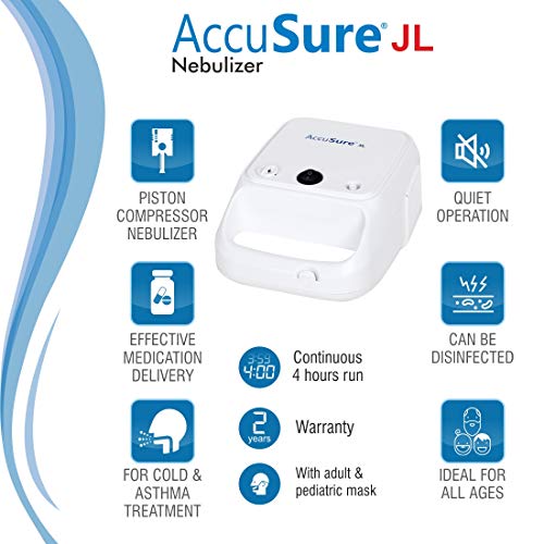 AccuSure JL White Compressor Complete Kit Nebulizer with Child and Adult Masks