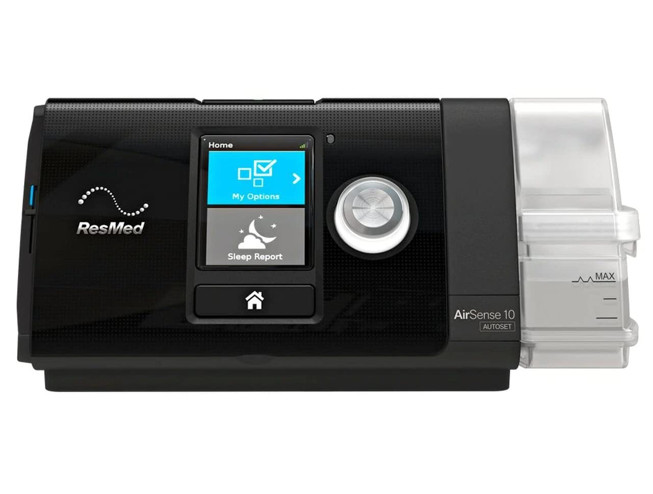 A ResMed AirSense 10 Autoset CPAP device with a built-in humidifier