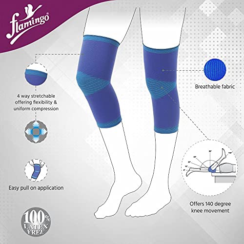 Flamingo Knee Cap Support Brace for Knee Pain, Gym Workout, Running, Arthritis | Joint Pain Relief Protection for Men and Women | Heal Sports Injury and Reduce Inflammation