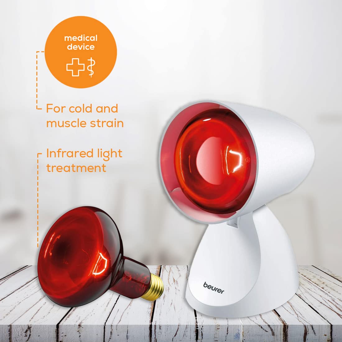 Beurer IL11 Infrared Lamp | Deep-Penetration Infrared Light | Heat Therapy Lamp | Infrared Pain Relief Lamp with 3 Years Warranty