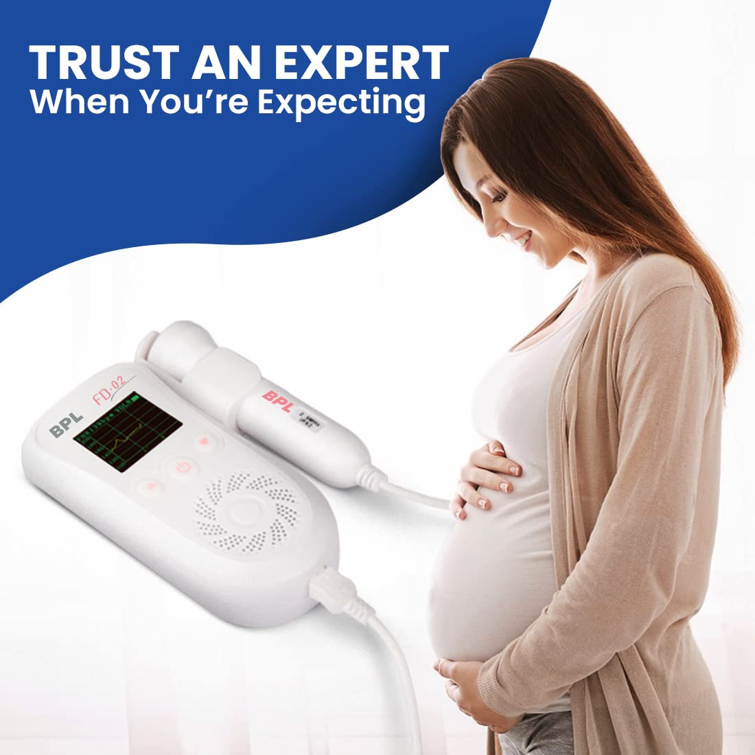 BPL FD-02 Baby Heart Rate Detection Monitoring Machine Portable with in-Built Speaker Ultrasonic Fetal Doppler with USB Charging