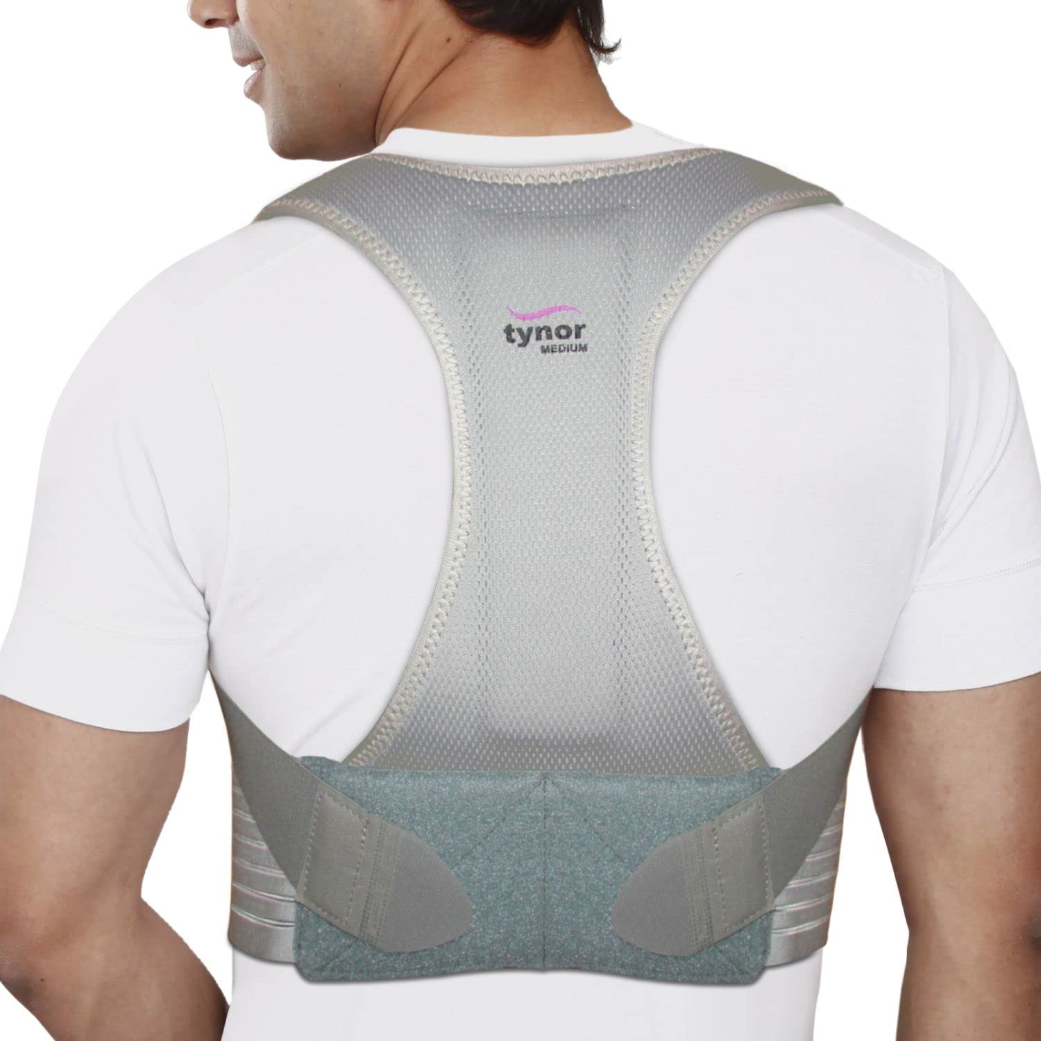 Tynor Posture Corrector | Adjustable Back Support – Grey (1 Unit)