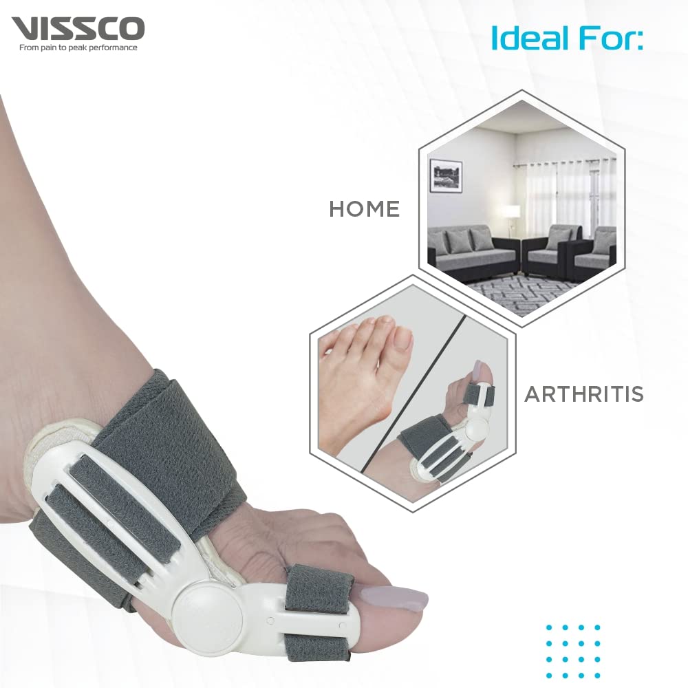 Vissco Toe Splint/Bunion Splint for Left and Right Legs, Deformity of the Big toe, Toe Corrector, Fracture Support, Foot Pain Relief, Tight Fitting Band - Universal (Black)